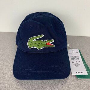 Lacoste Unisex Big Croc Crocodile Badge Organic Cotton Navy Blue Hat